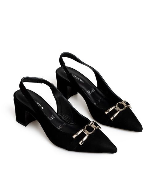 Zapatilla Negra Slingback Herraje 1312AC